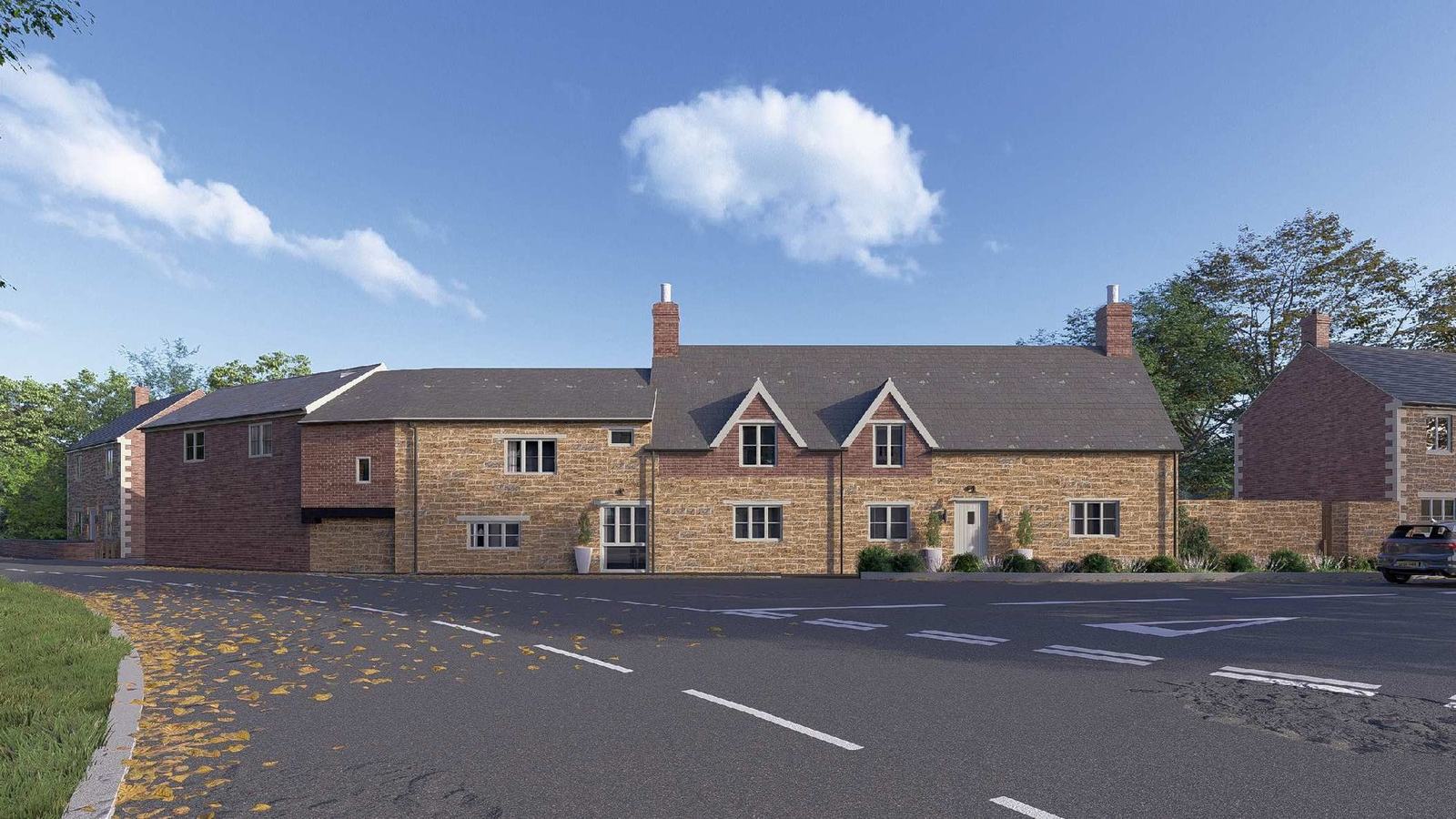 Visualisation of The Plough Yard from the village street, Braunston-in-Rutland